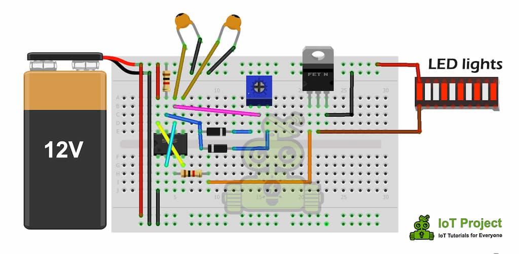 Dimmable LED Breadboard Schematic